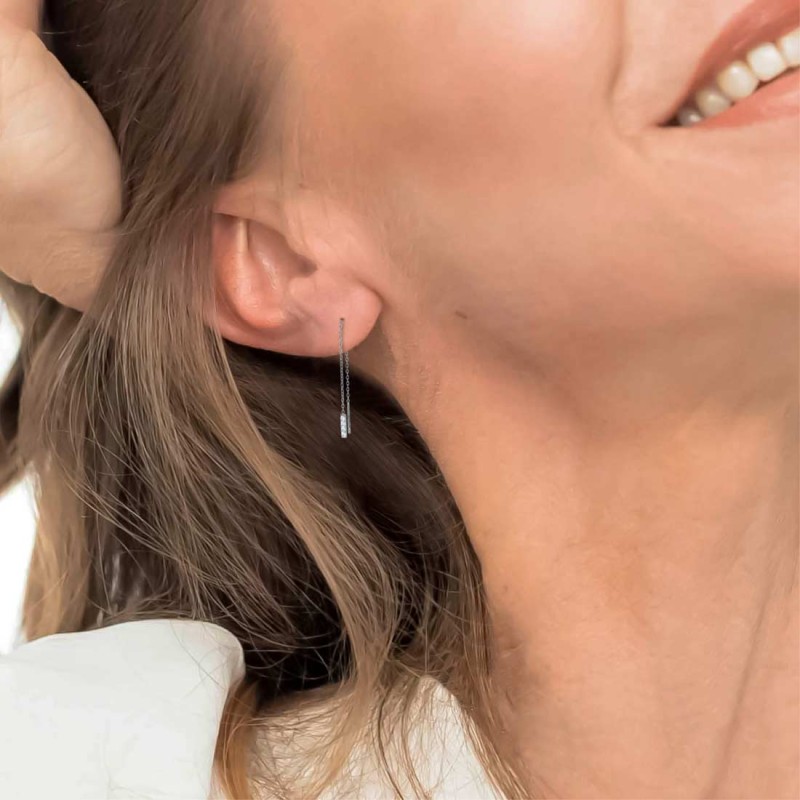 Orecchino pendente catena cutting cross e pendente con zirconi  Marlu' - 31OR0025-W