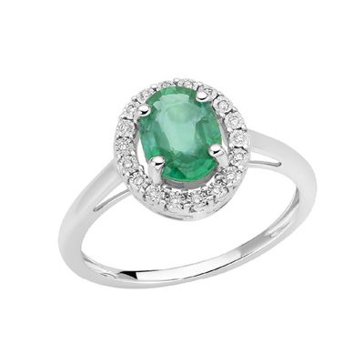 Anello Con Smeraldo In Oro E Diamanti DonnaOro Luce Anello Con Smeraldo In Oro E Diamanti DonnaOro Luce