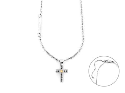 Collana Croce 4US Cesare Paciotti oro e spinelli neri Collana Croce 4US Cesare Paciotti oro e spinelli neri