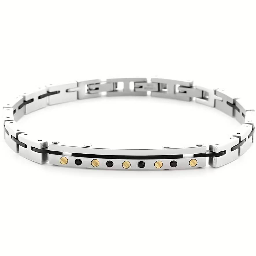 Bracciale Uomo 4US Cesare Paciotti Acciaio Oro 18kt Spinello Nero
