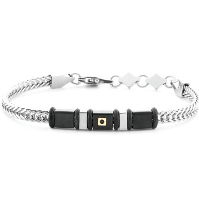 Bracciale Uomo 4US Cesare Paciotti Acciaio Oro 18kt Spinello Nero