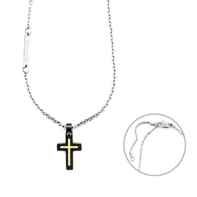 Collana Croce 4US Cesare Paciotti oro e spinelli neri Collana Croce 4US Cesare Paciotti oro e spinelli neri