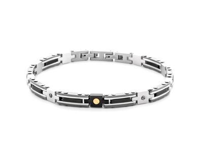 Bracciale Uomo 4US Cesare Paciotti Acciaio Oro 18kt Spinello Nero