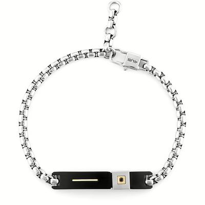 Bracciale Uomo 4US Cesare Paciotti Acciaio Oro 18kt Spinello Nero