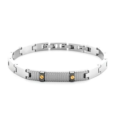 Bracciale Uomo 4US Cesare Paciotti Acciaio Oro 18kt Spinello Nero