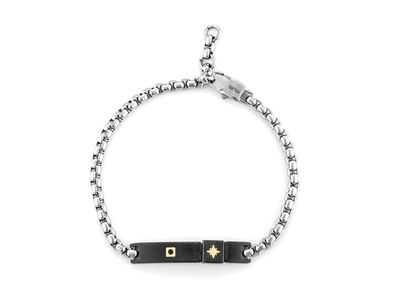 Bracciale Uomo 4US Cesare Paciotti Acciaio Oro 18kt Spinello Nero