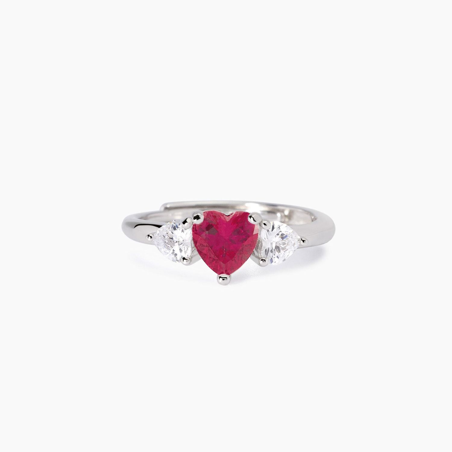 Anello con rubino sintetico taglio cuore Lovely Mabina Gioielli