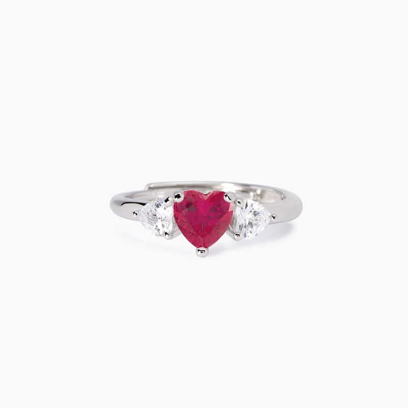 Anello con rubino sintetico taglio cuore Lovely Mabina Gioielli