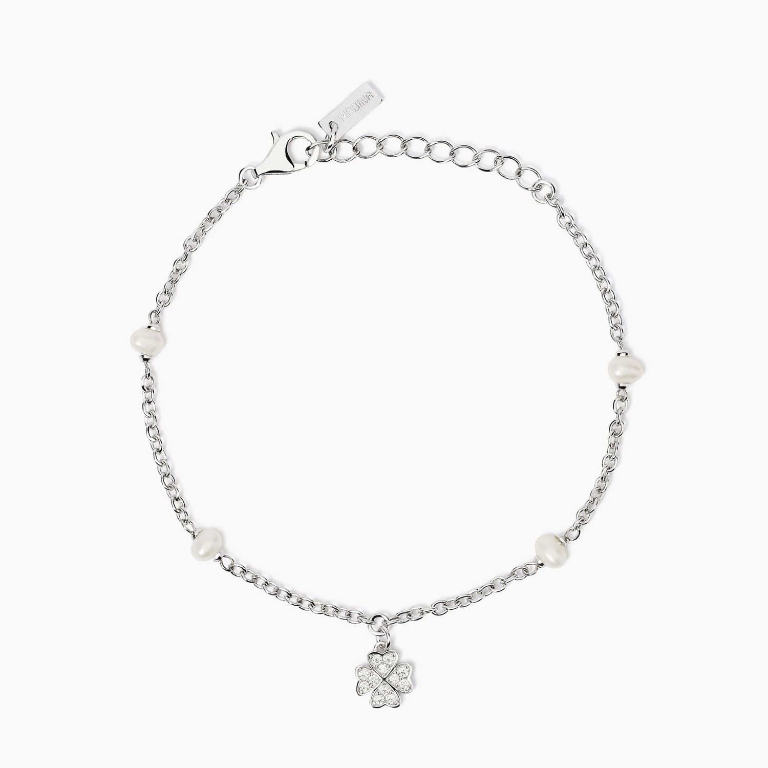 Bracciale con perle coltivate e ciondolo quadrifoglio Viva la Vida Mabina Gioielli