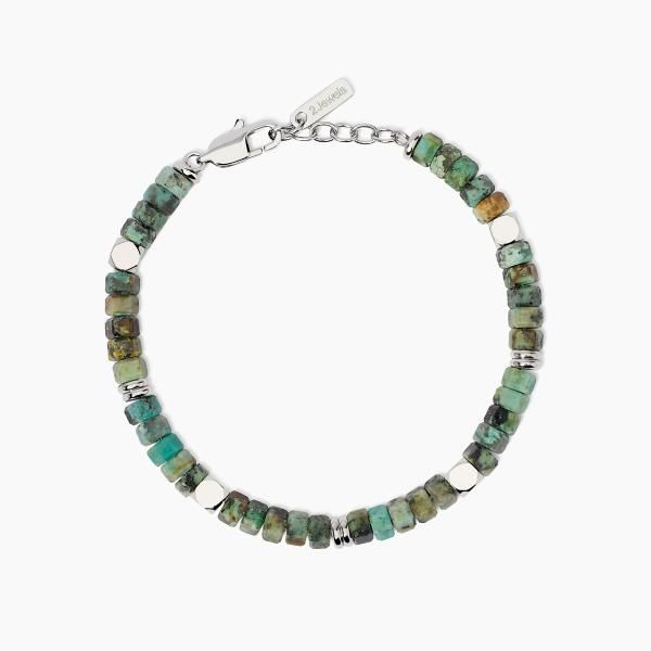 Bracciale in acciaio 316L PVD turchese Uomo 2Jewels