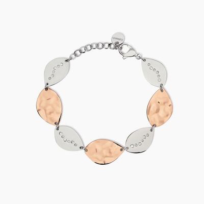 Bracciale in acciaio 316L PVD rosé martellato Donna 2Jewels