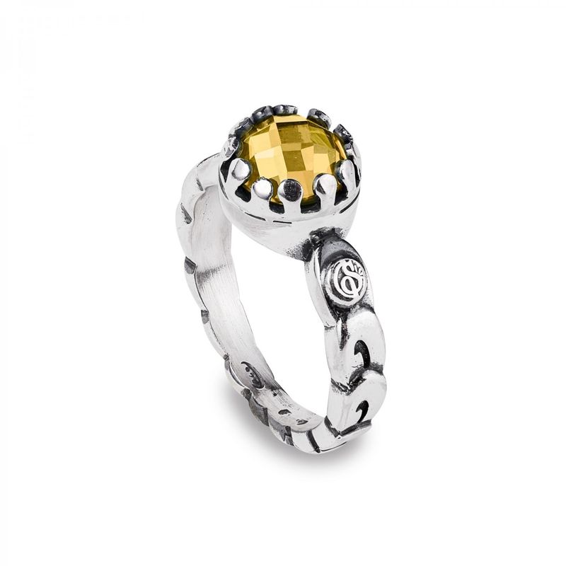 Anello Iride Con Pietra Centrale Gialla - Gerardo Sacco