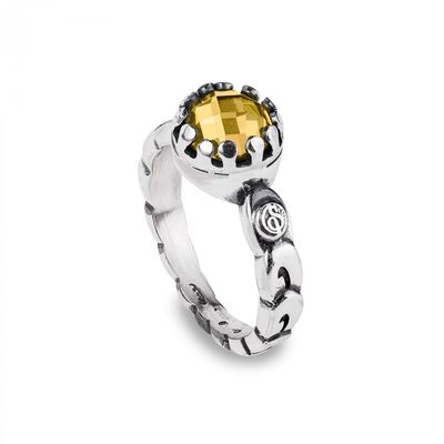 Anello Iride Con Pietra Centrale Gialla - Gerardo Sacco