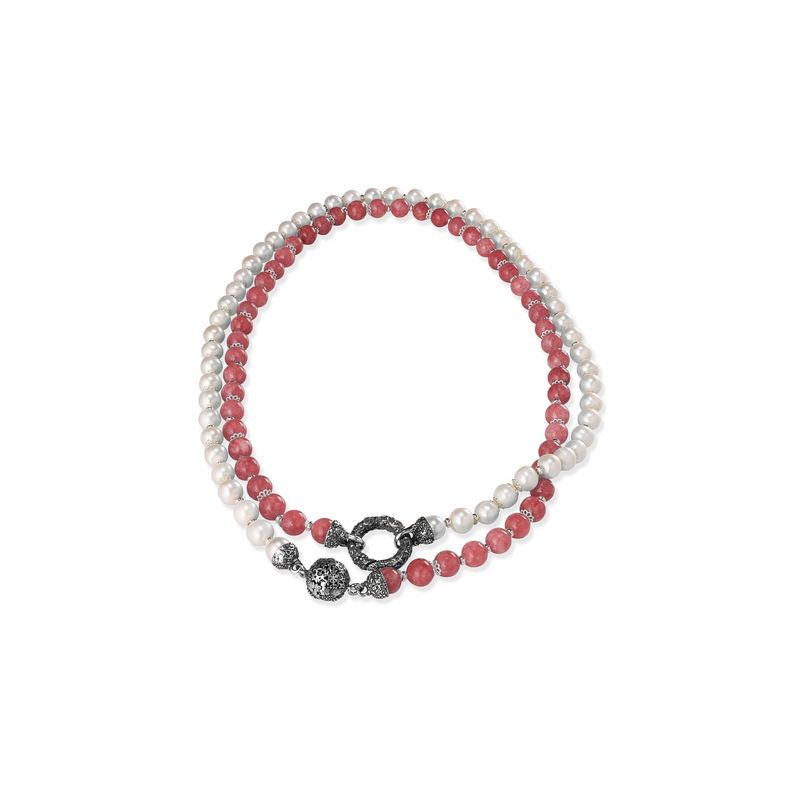 Collana Con Perle E Pietre Rosse - Gerardo Sacco