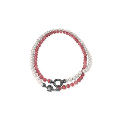 Collana Con Perle E Pietre Rosse - Gerardo Sacco