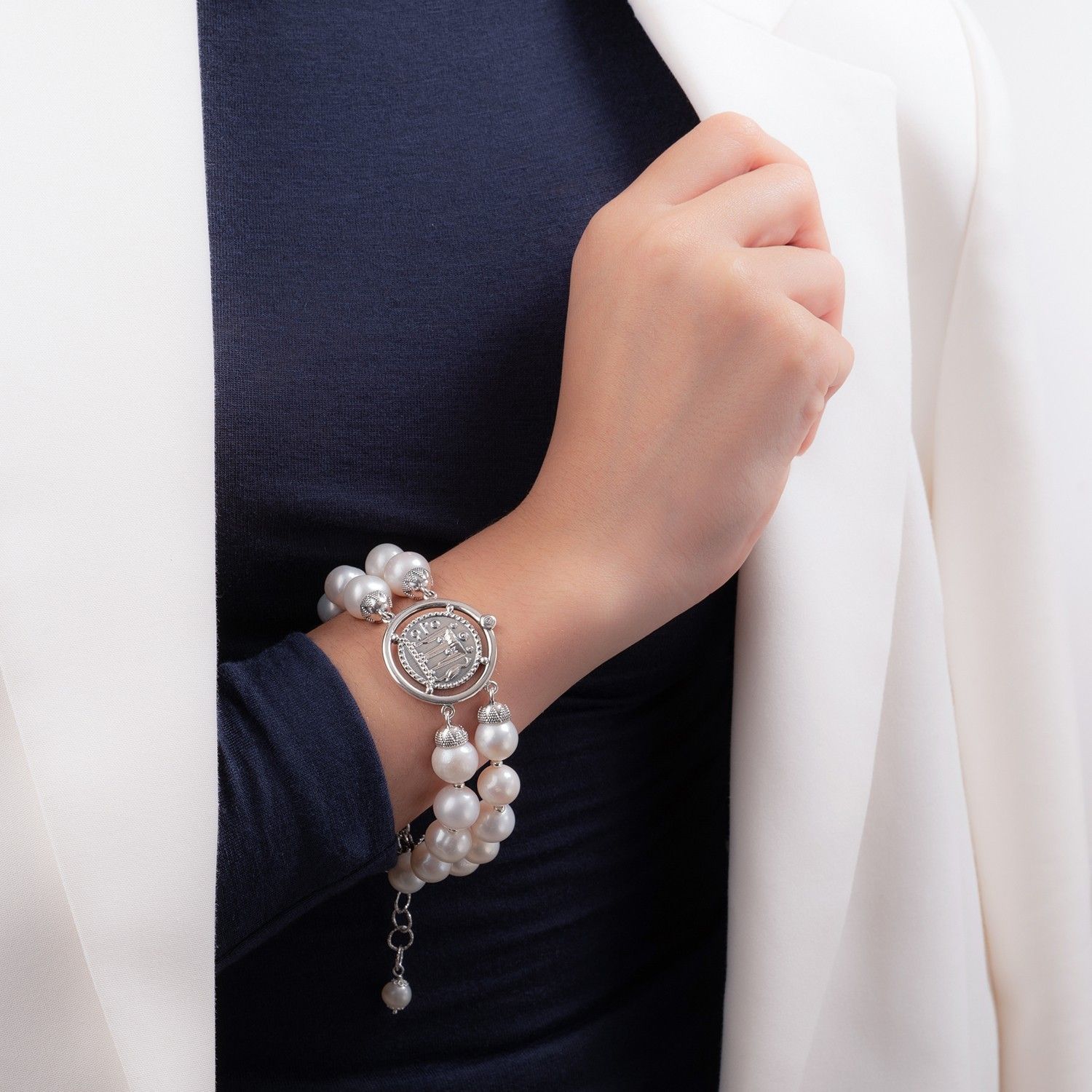 Bracciale Rigido Anello Moneta Gerardo Sacco Bracciale Perle Con