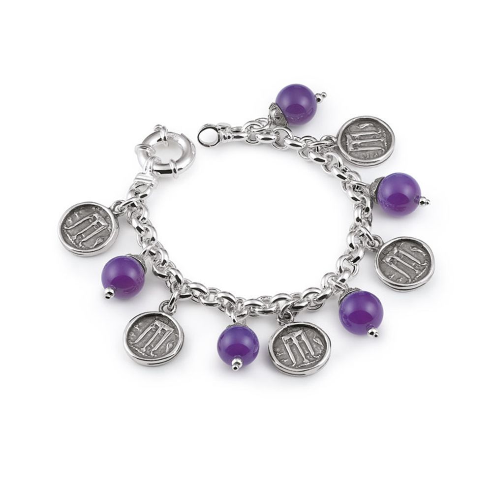 Bracciale In Argento Con Pietre Viola E Monete - Gerardo Sacco