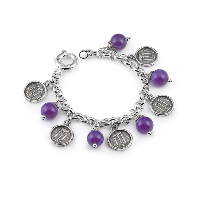 Bracciale In Argento Con Pietre Viola E Monete - Gerardo Sacco