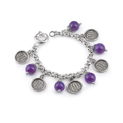 Bracciale In Argento Con Pietre Viola E Monete - Gerardo Sacco