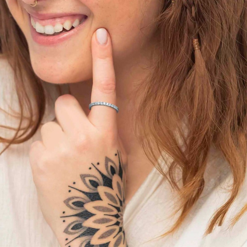 Anello veretta con zirconi 1,7mm  Marlu' - 31AN0013W-12