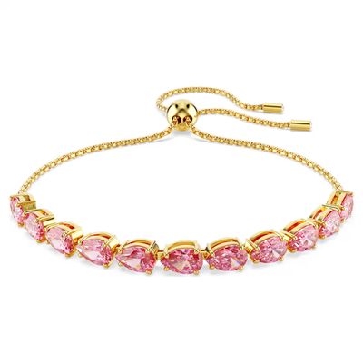 Bracciale Matrix Taglio Pear, Rosa, Placcato color oro Swarovski