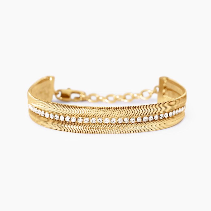 Bracciale dorato con doppia catena e tennis Style 02 Kidult