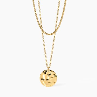 Girocollo dorato con tondo effetto martellato Style 03 Kidult Girocollo dorato con tondo effetto martellato Style 03 Kidult