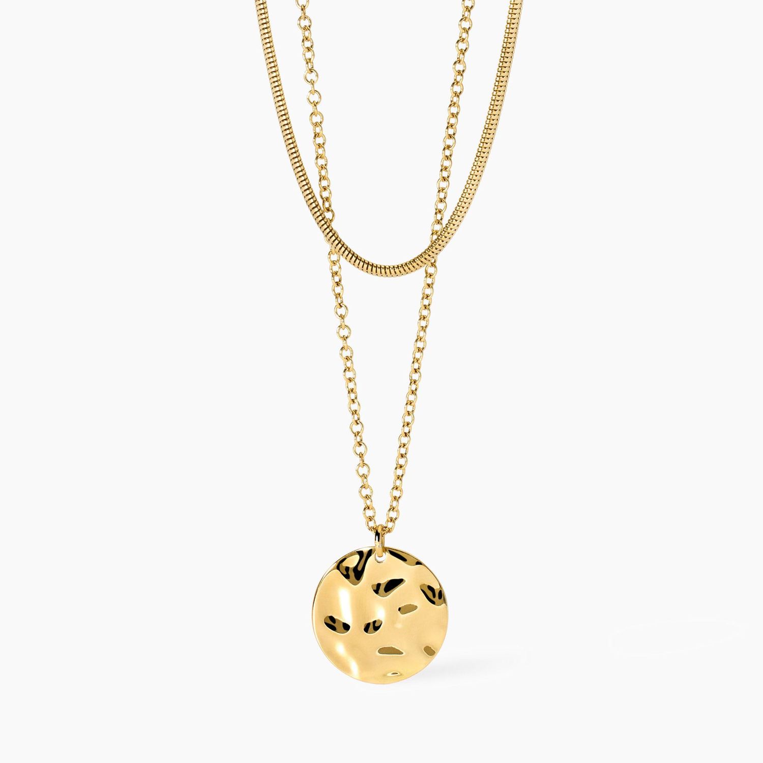 Girocollo dorato con tondo effetto martellato Style 03 Kidult Girocollo dorato con tondo effetto martellato Style 03 Kidult