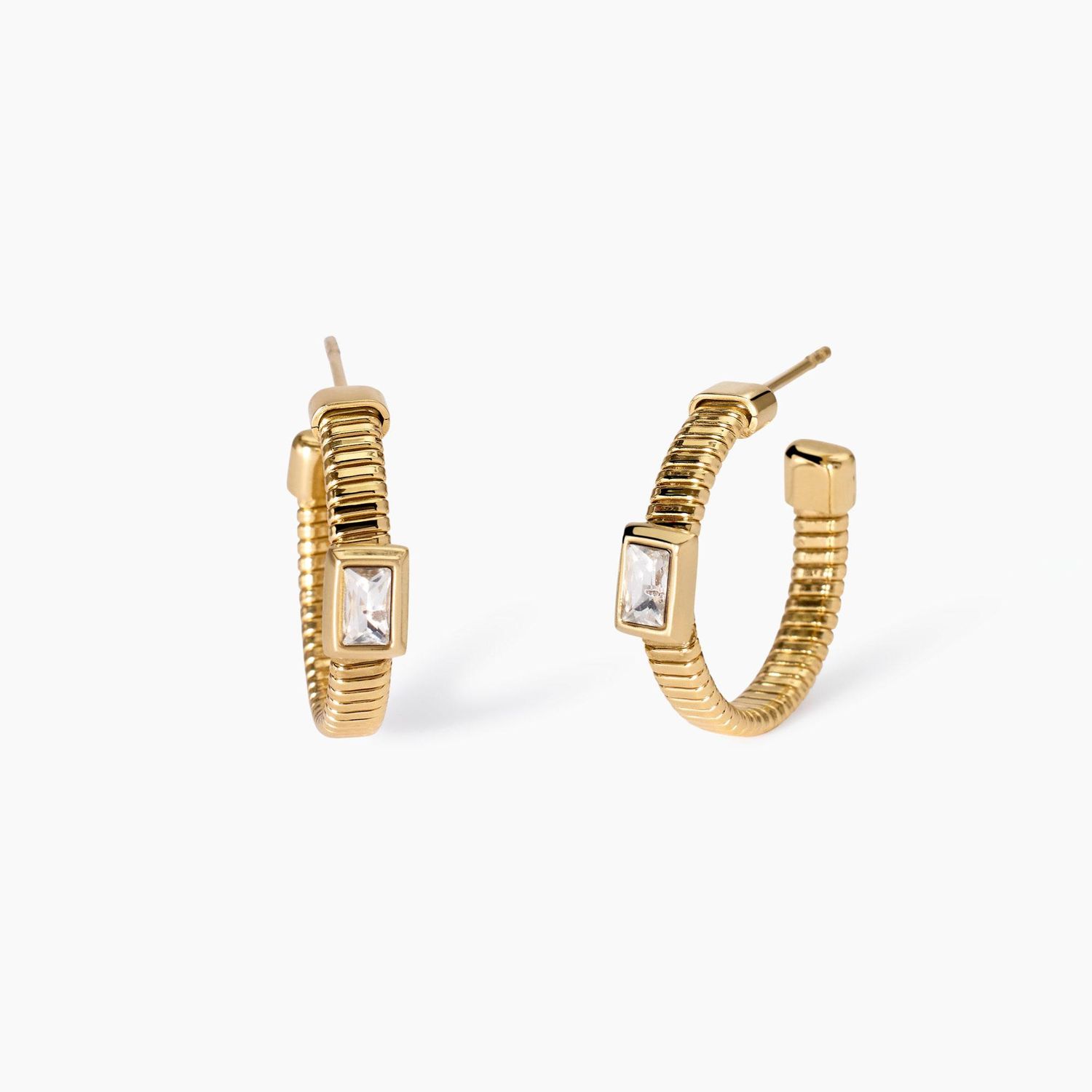 Orecchini dorati tubogas con zirconi Style 05 Kidult