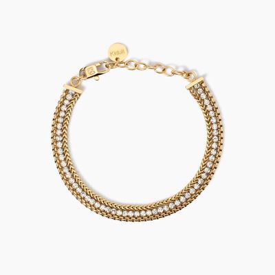 Bracciale dorato con due catene e tennis Style 07 Kidult