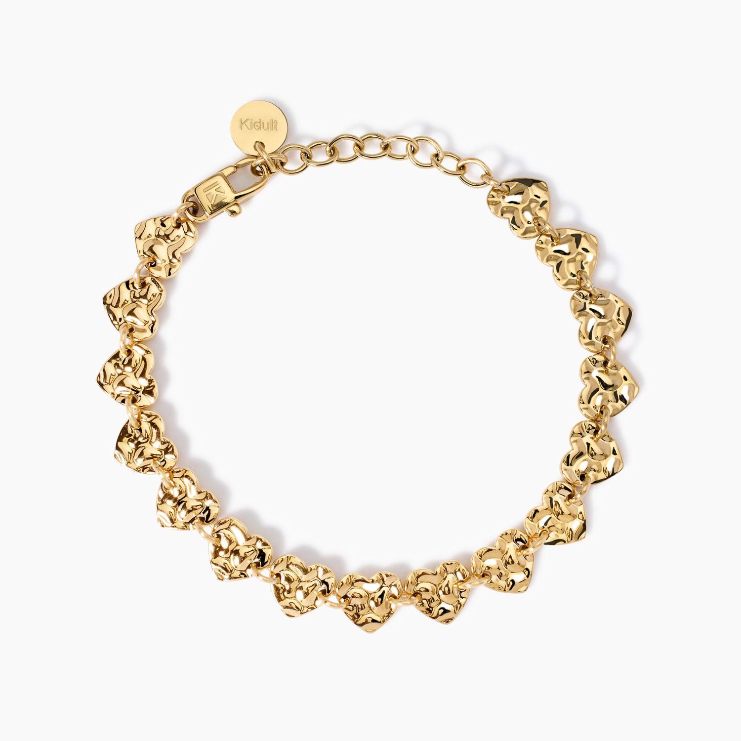 Bracciale dorato con cuori effetto martellato Style 03 Kidult Bracciale dorato con cuori effetto martellato Style 03 Kidult