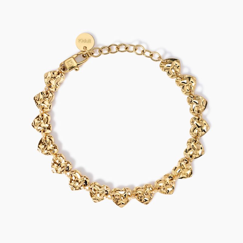 Bracciale dorato con cuori effetto martellato Style 03 Kidult