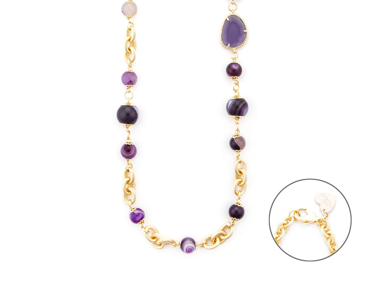 Collana Donna 4us paciotti STEEL AGATA VIOLA