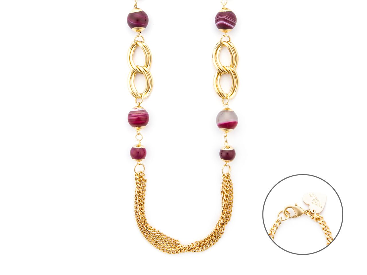 Collana Donna 4us paciotti STEEL AGATA FUCSIA