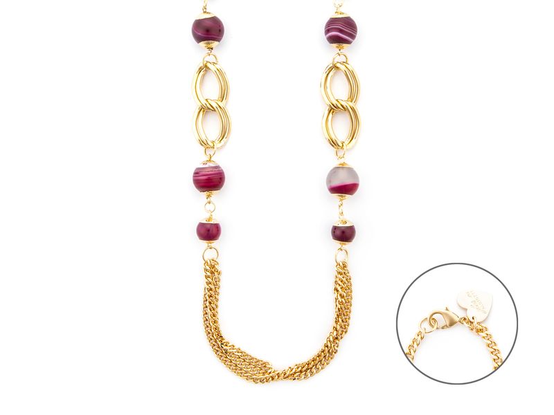 Collana Donna 4us paciotti STEEL AGATA FUCSIA Collana Donna 4us paciotti STEEL AGATA FUCSIA