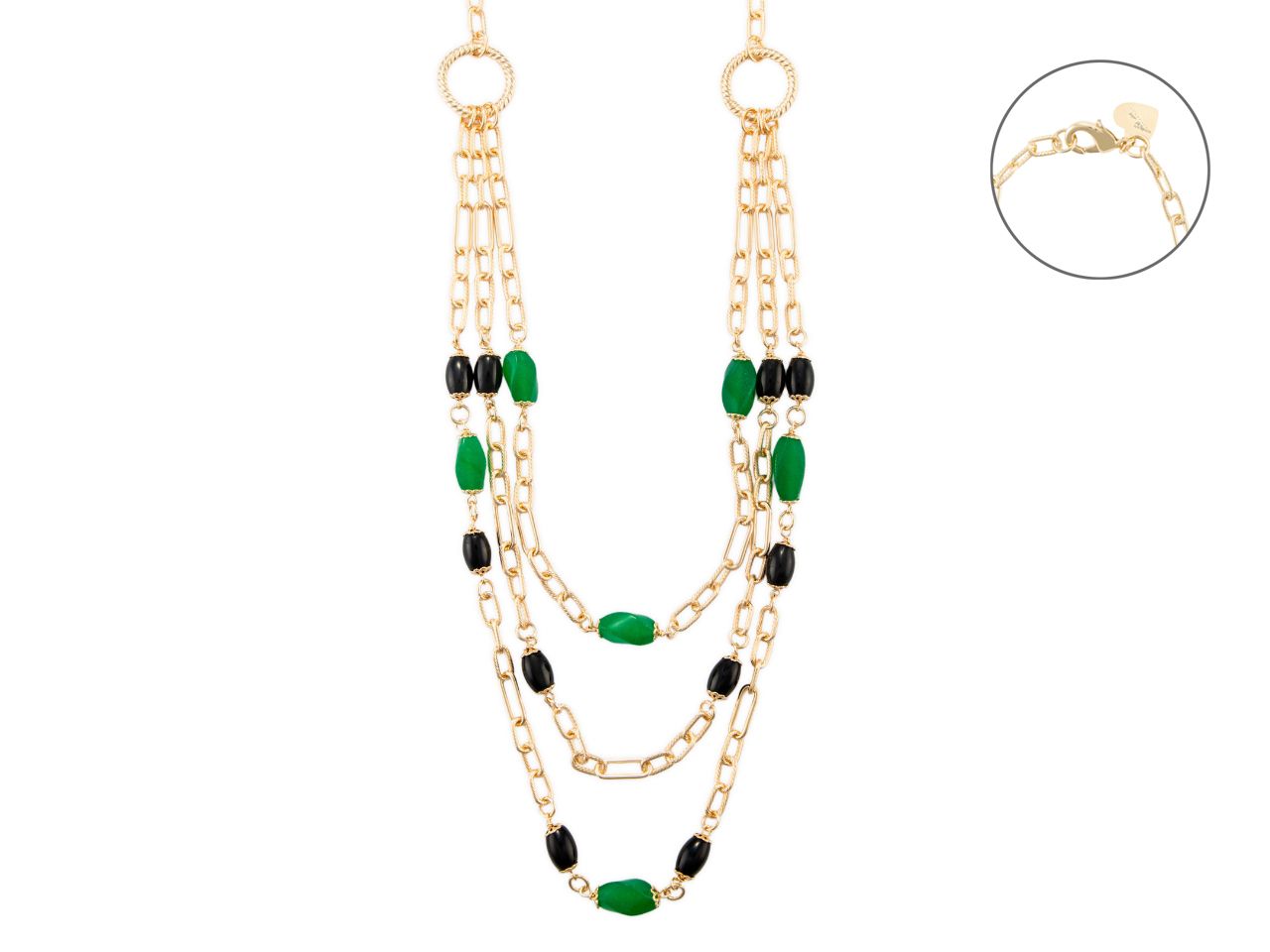 Collana Donna 4us paciotti ONICE E GIADA VERDE