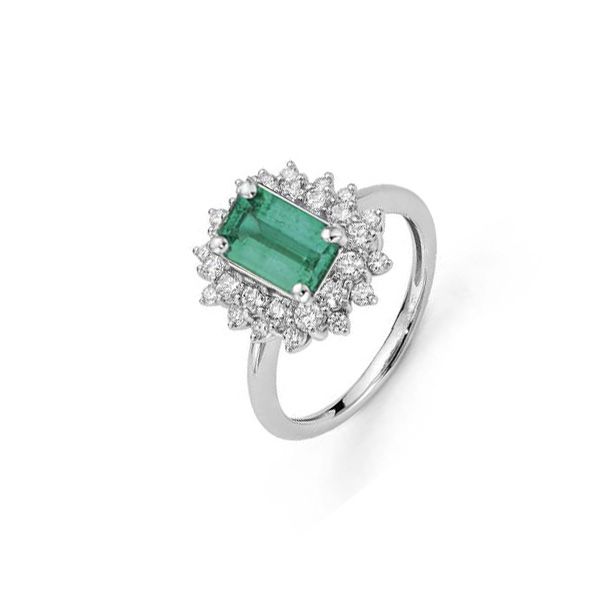 Anello Smeralo E Diamanti Donnaoro