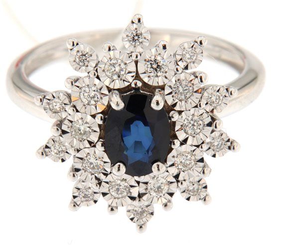 Anello Zaffiro Ovale E Diamanti Donna Oro Anello Zaffiro Ovale E Diamanti Donna Oro