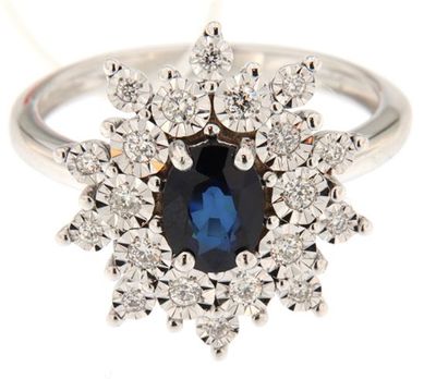 Anello Zaffiro Ovale E Diamanti Donna Oro Anello Zaffiro Ovale E Diamanti Donna Oro