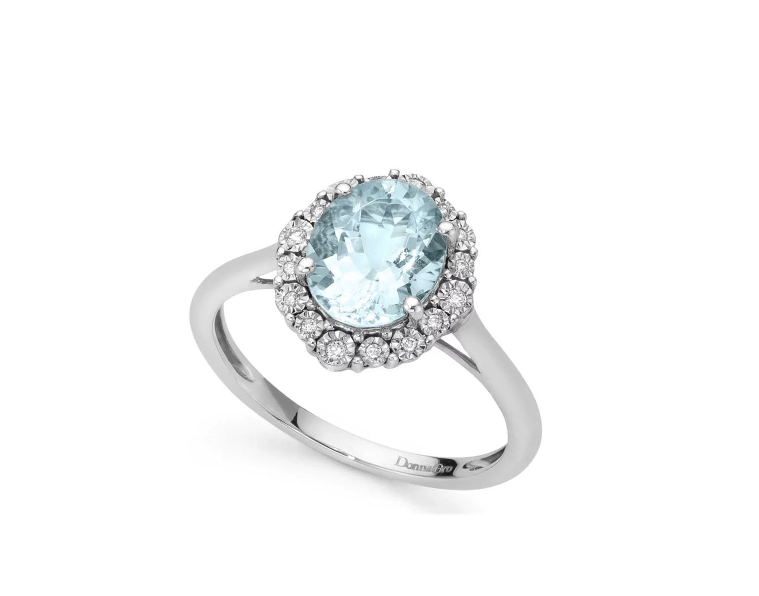 Anello acquamarina Ovale e diamanti Donna Oro