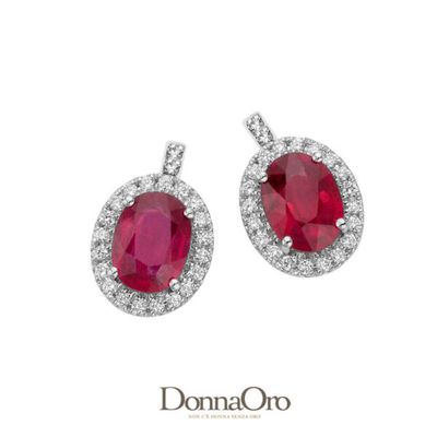 Orecchini con rubini e diamanti Donna Oro Orecchini con rubini e diamanti Donna Oro
