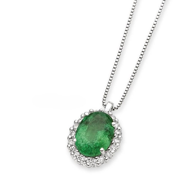 Pendente Smeraldo Con Diamanti Donna Oro Pendente Smeraldo Con Diamanti Donna Oro