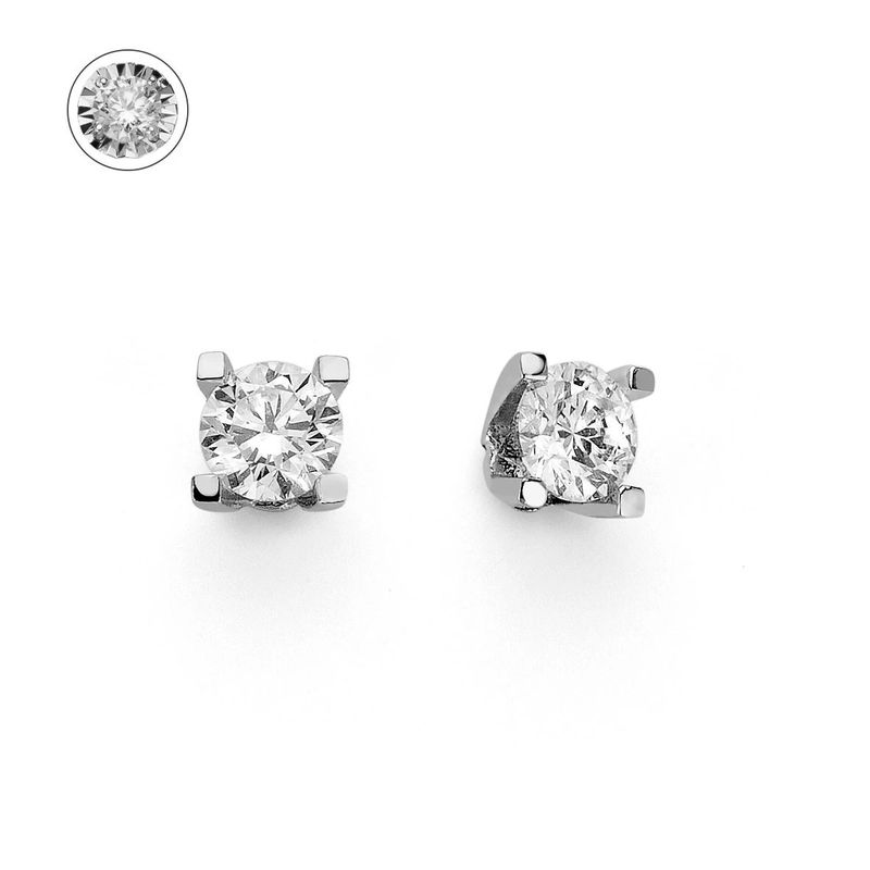 Orecchini in oro bianco dischetto diamantato Donna Oro Orecchini in oro bianco dischetto diamantato Donna Oro
