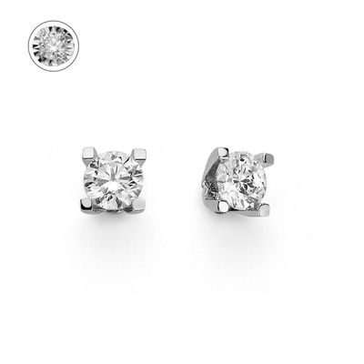 Orecchini in oro bianco dischetto diamantato Donna Oro Orecchini in oro bianco dischetto diamantato Donna Oro