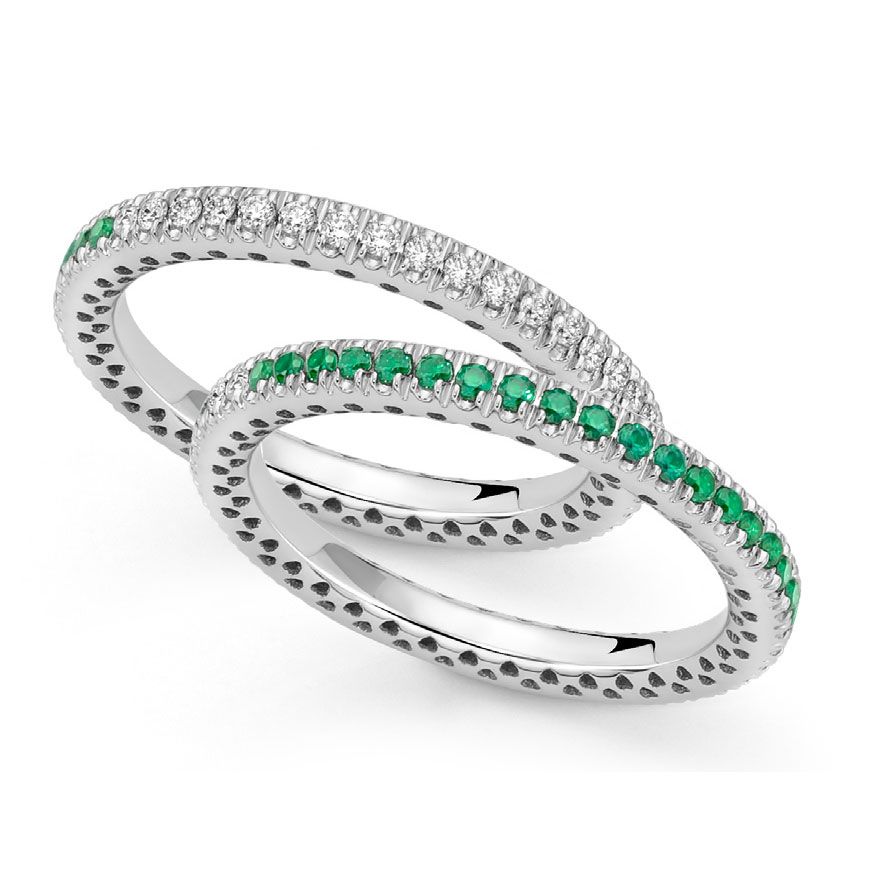 Anello Giro Pietra Diamanti e Smeraldi Donnaoro