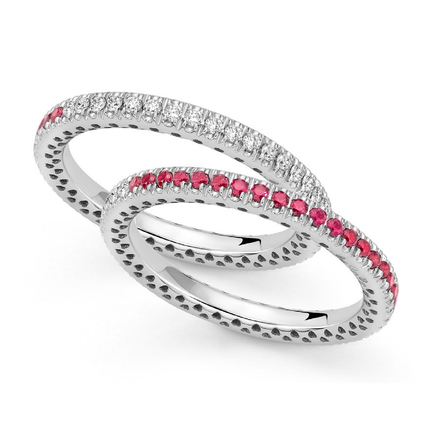 Anello Giro Pietra Diamanti e Rubini Donnaoro