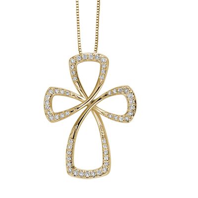 Croce in oro giallo e diamanti Donna Oro