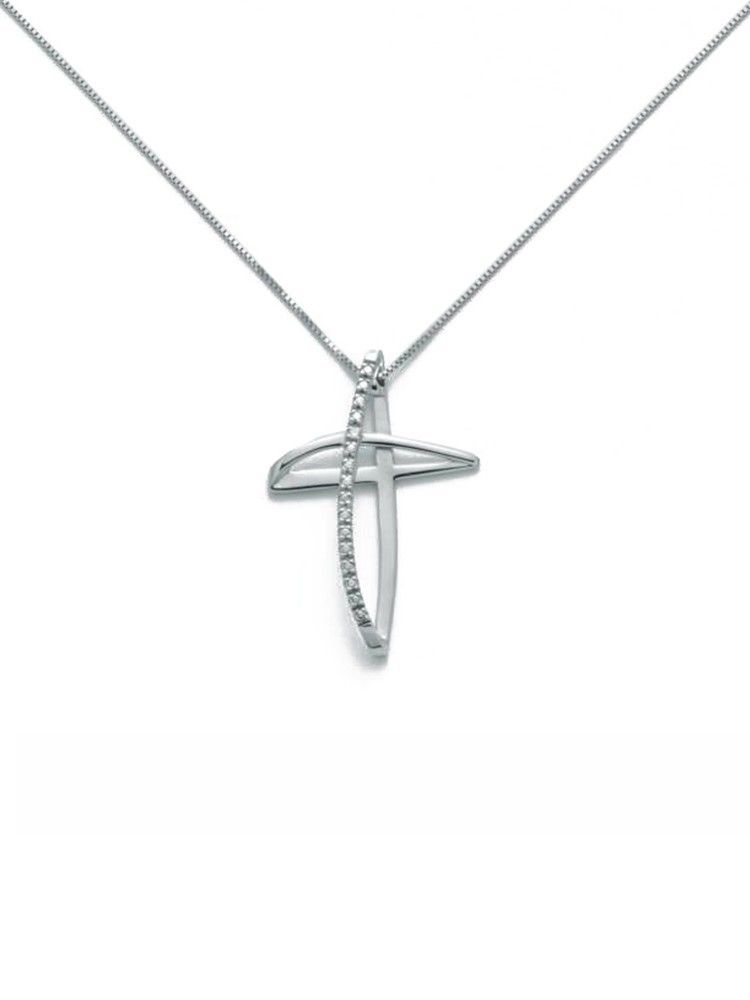 Croce in oro Con Diamante  Con Croce Miluna