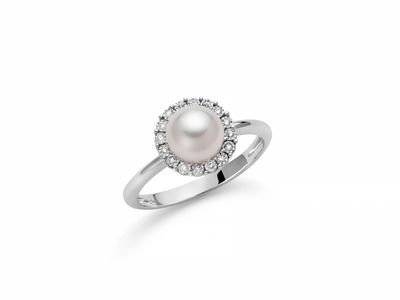 Anello Anello "Perla" Con Diamanti 7-7.5 Miluna