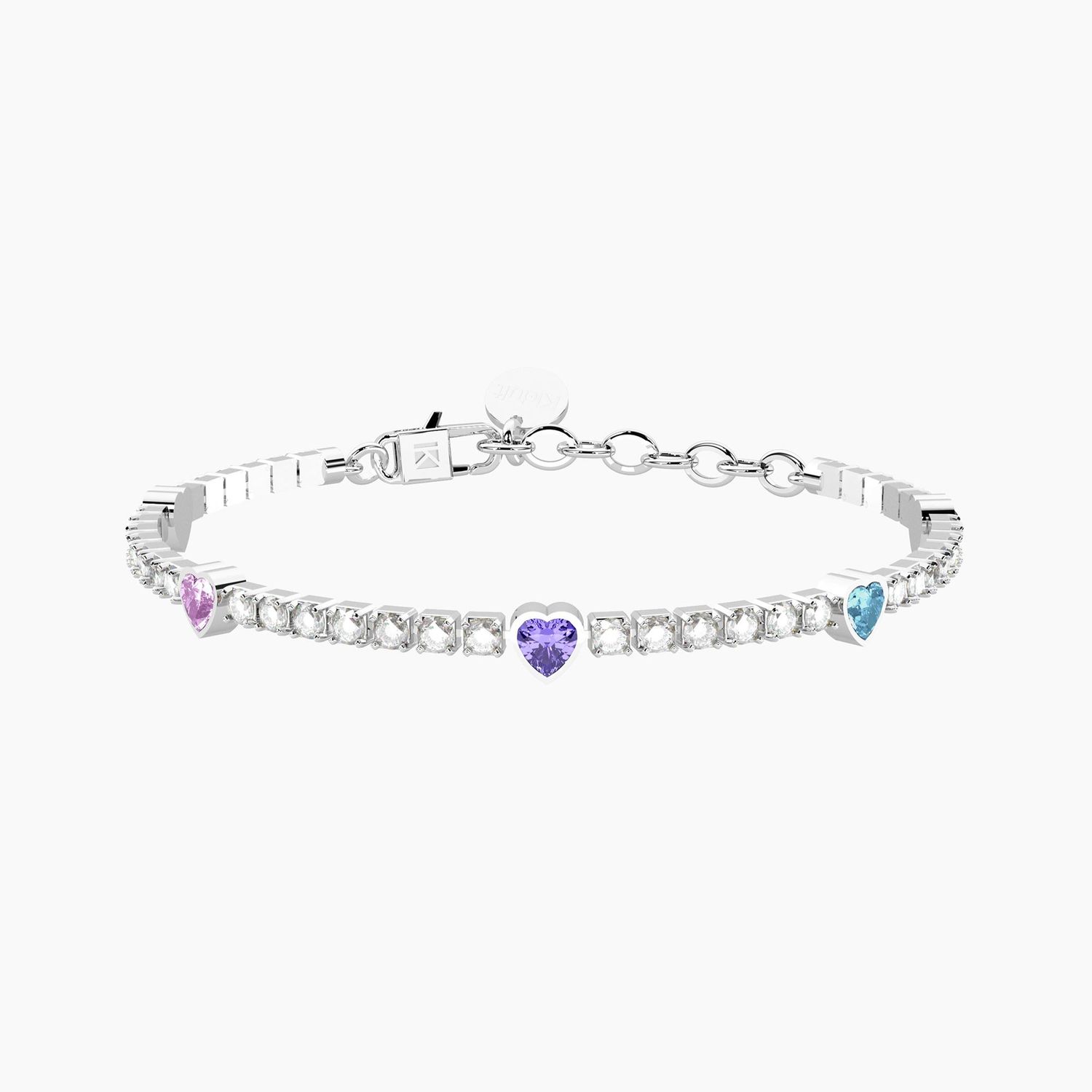 Bracciale tennis in cristalli e cuori multicolor Kidult